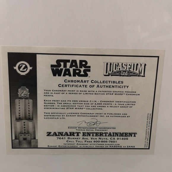 Star Wars "Heir to the Empire" Zanart ChromArt Collectible in Sealed Matt w/ CoA - Picture 4 of 5